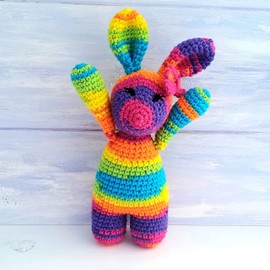 Crochet Kit - Lollipop the Rainbow Bunny Complete Beginner Kit - Learn to Crochet
