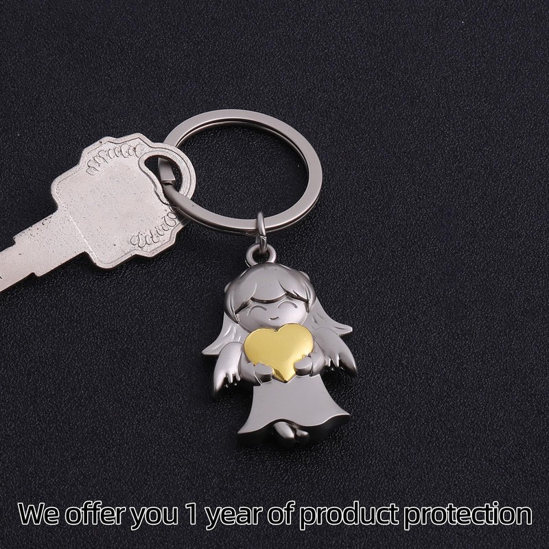 GZXYA Guardian Angel Keyring Lucky Charm Pendant, Angel with Hearts