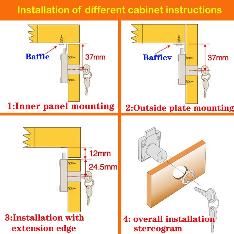 Cabinet Doors Drawer Heavy Safety Closet Lock with Keys Deadbolt