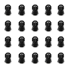CGELE Cable Gland 20 Pack Plastic Waterproof Adjustable Connector 3-7mm PG7 Strain Relief Cord Connectors Joints Nylon with Gaskets