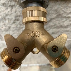 Unbranded 3/4" Solid Brass Double Two Way Tap Garden Connector Adaptor Hose Splitter US