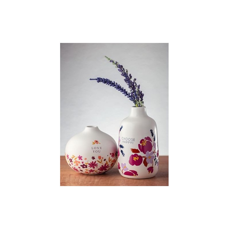 Karma, White Medium Bud Ceramic Flower Vases for Rustic Home