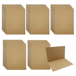 WYAN 50 Stück Blanko Papier Karten,Kraftpapier Karten,Kraftpapier Blanko Falt-Karten,Memory Wort Karten Mitteilungs Karte,für Grüße Hochzeit Einladung(Braun)