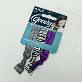 Goody Ouchless Ponytailers Elastic Hair Tie Ponytail 3 pcs Gray Purple Zebra