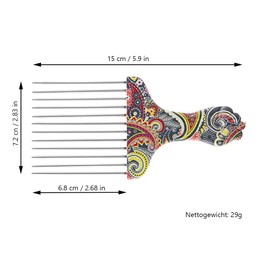 CAM2 Curly Comb Robust, Stainless Steel Hair Brush for Curls Hair, Wide Tooth Hair Comb Hairdresser Styling Tool (Retro)