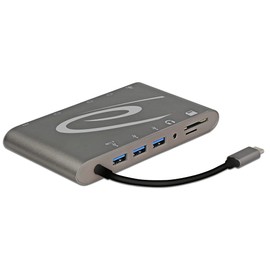 DeLOCK 87297 USB 3.1 (3.1 Gen 2) Type-C Grey interface hub 87297, USB 3.1 (3.1 Gen 2) Type-C, RJ-45,USB 3.1 (3.1 Gen 2) Type-A,USB 3.1 (3.1 Gen 2) Type-C,VGA,mini DisplayPort, 3840 x 2160