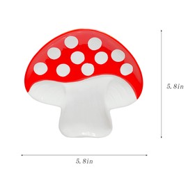 MaoYaMao Mushroom Spoon Rest for Stove Top Cute Ceramic Spoon Holder for Kitchen Counter Utensil Rest Mushroom Kitchen Decor (Red)
