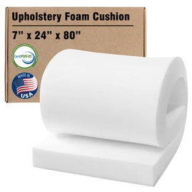 Isellfoam High Density Upholstery Foam 7" H x 24" W x 80" L (Ultra Firm) 50ILD, Upholstery Foam Cushion High Density CertiPUR-US Certified, Made in USA