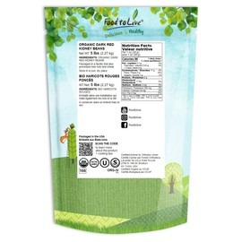 Organic Dark Red Kidney Beans, 5 Pounds - Non-GMO, Kosher, Raw, Sproutable, Vegan