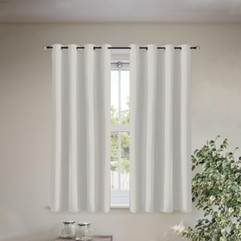 Tenger Home Blackout Curtain, Opaque Bedroom Curtain with Eyelets, Pack of 2 (Cream, 70 x 120 cm)