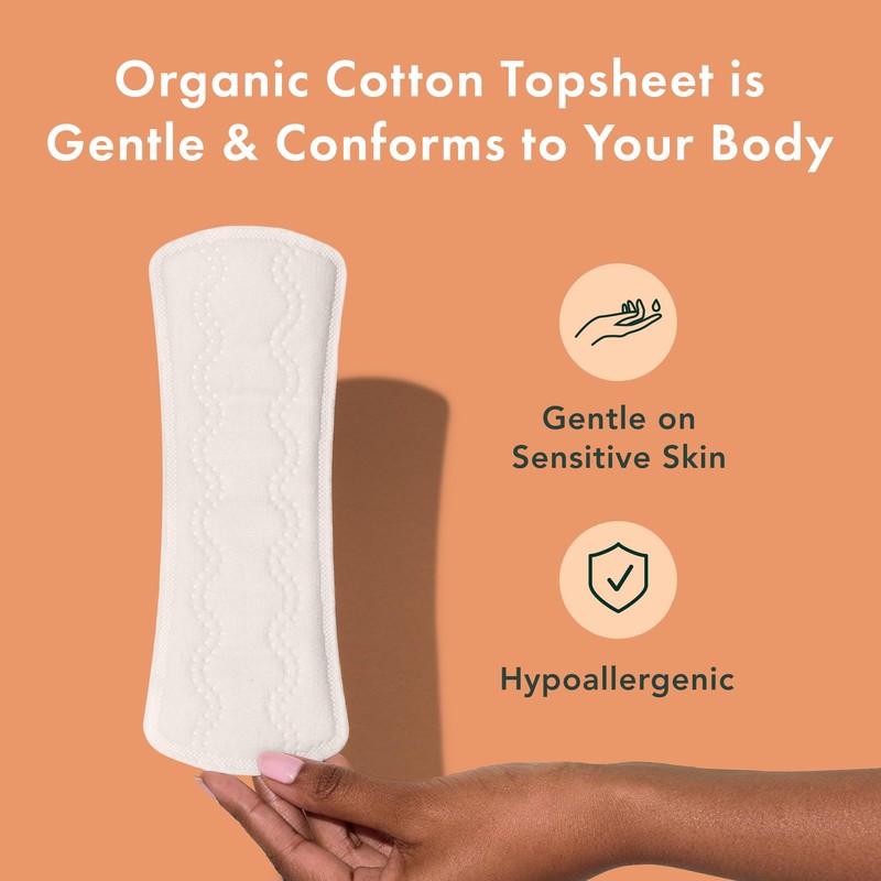 Rael Panty Liners for Women, Organic Cotton Cover - Daily