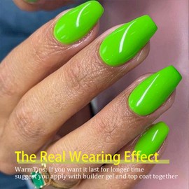 SXVME Soft Gel Nail Tips Medium Coffin Gel X Nails, 300Pcs Pre-applied Tip Primer Gel X Nail Tips, Natural Neon Green Colored Gel Tips Acrylic Fake Nails Extensions False Nails Press ons for Easy DIY