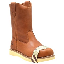 Golden Fox 12" Safety Wellington Mens Boot, 100% Leather, Goodyear Welt Construction, 9 Tan