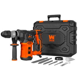 WEN 12-Amp 1-3/16-Inch Variable Speed SDS Plus Corded Rotary Hammer Kit with Case, Chisels, and Drill Bits (RH1042)