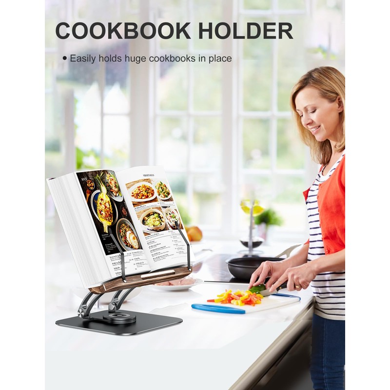 Tounee Book Stand for Reading, Adjustable Book Holder with 360°