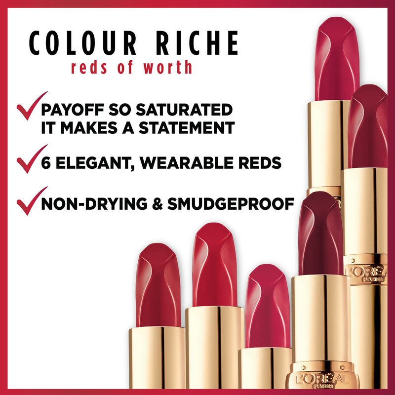 L'Oreal Paris Colour Riche Red Lipstick, Long Lasting, Satin Finish
