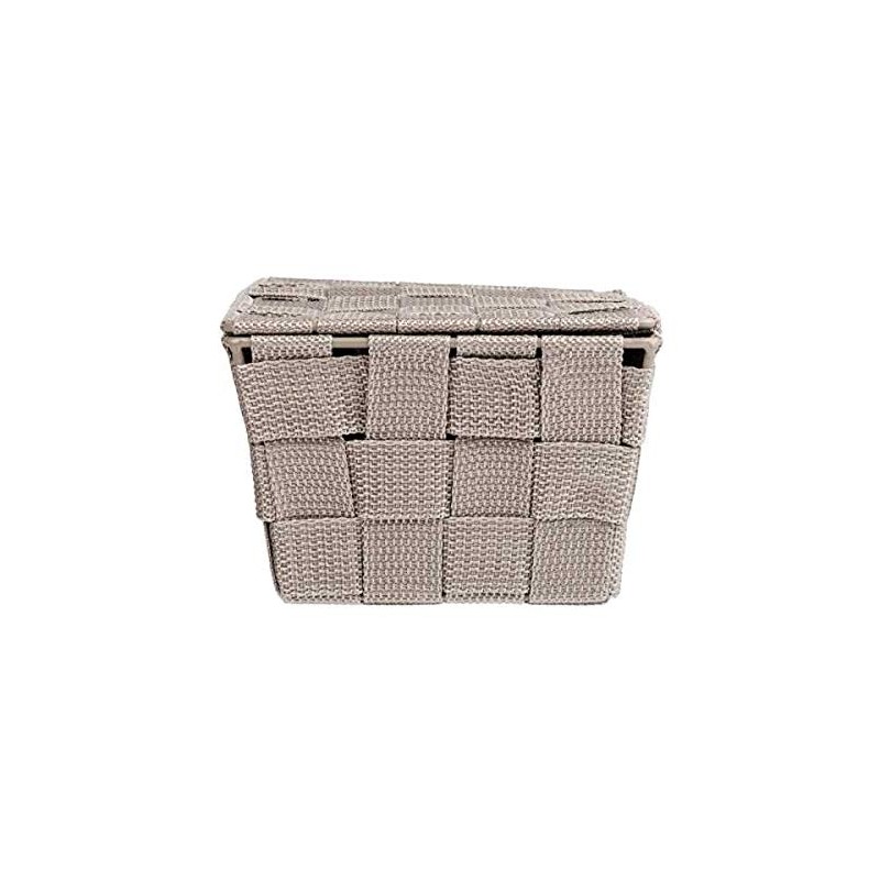 Wenko Adria Storage Basket with Lid, taupe, 14 x 19