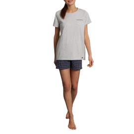 TOM TAILOR Women's 2-Piece Short Pyjamas, Blue-medium allover