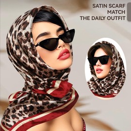 MaopaoBeauty 2 Pack Head Scarf for Women Hair 35" Square Satin Scarf Tops for WomenLike Silk Hair Wrap for Sleeping Head Wrap & Bandana