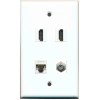 Wallplate City 1 Gang Flat 2 HD Coax CAT5E Ethernet Coupler Port Wall Plate