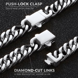 Jewlpire Silver Chain for Men, Mens Chain, 7MM Silver Cuban Link Chains Necklace for Men, No Tarnish, Hip-Hop Stainless Steel Chains Necklace, Mens Jewelry Gifts in Gift Box, 20 Inch