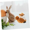 Kisangel 2pcs Mini Plush Fox Figurines Lifelike Animal Ornaments for