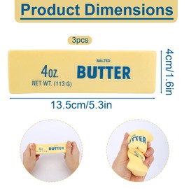 3pcs Butter Stick Squishy Toys, Ultra Soft Slow Rising Food Shaped Squeeze Fidget Toys for Anxiety Relaxation Perfect for Kids & Adults Party Favors & Birthday Gifts
