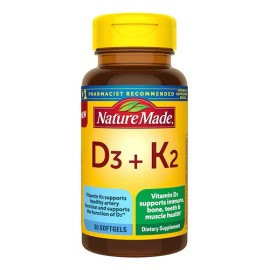 Vitamina D3 + K2 Salud Osea Nature Made 30 Tabletas Sabor Sin sabor