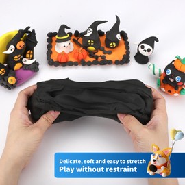 Ifergoo Black Foam Modeling Clay- Moldable Cosplay, Air Dry, Squishy Molding Clay for Adult Arts & Craft Project, Fake Bake, Slime Supplies, 1.1LBS/500G (Black)