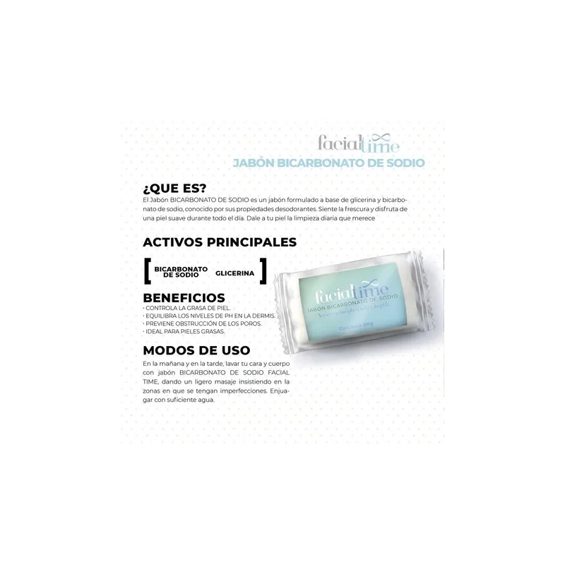Barra Jabón Bicarbonato 100g Facial Time Limpieza Intensa