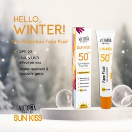 Victoria Beauty - SPF 50 Sun Fluid for the Face with Hyaluronic Acid, Sun Protection Face Fluid SPF 50, UVA and UVB, High Broad Spectrum Protection, Waterproof (1 x 40 ml)