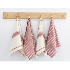 KAF Home Natural Rustic Farmhouse Slubbed Kitchen Towel | 100% Cotton Dish Towel, 18 x 28 Inches | Soft and Absorbent | Set of 4 (Wine, 18 x 28-4 Pack)