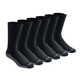 Dickies mens Dri-tech Moisture Control Crew Multipack Socks, Black (6 Pairs), Shoe Size 15-17 US