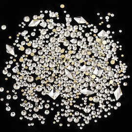 Blinginbox 150pcs Nail Art Rhinestones White Flatback Round Rhinestones Charms Nail Gem Stones with 20pcs Multi Shapes K9 Bling Glass Crystals Diamonds Jewelry for Nail DIY Crafts Faces Makeup.