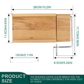 Wood Cheese Slicer Cheese Cutter Board with Blade Multipurpose Cheese Cutter for Block Cheeses, Butter, Sausage, Ham, 10.2x4.6Inch