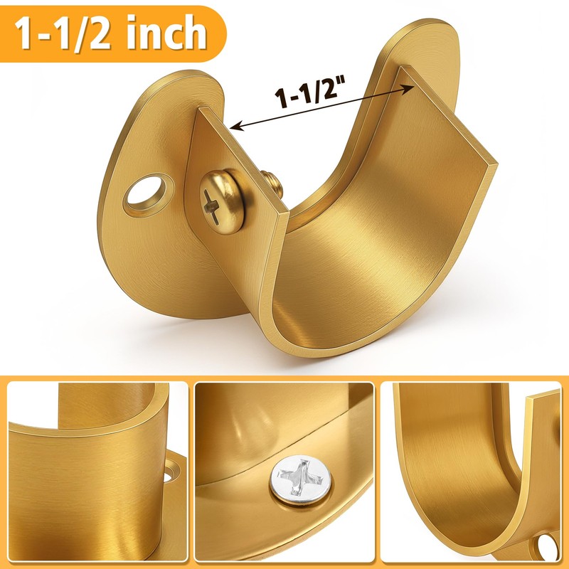FIRJOY 2Pcs Heavy Duty Stainless Steel Closet Rod Bracket Holder