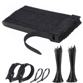 Eupneicu Cable Ties Black Set, Cable Ties [50 Pieces] + Nylon Cable Ties [200 Pieces], Reusable Cable Ties, for Home and Office Cable Organiser