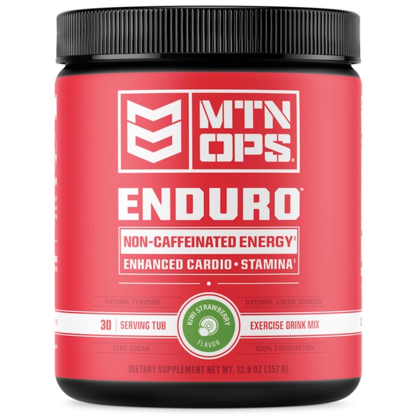 MTN OPS Enduro Nitric Oxide Supplement & Stim-Free Pre Workout (30-Serving Tub, Kiwi Strawberry)