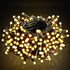 DOSYU Iluminación del hogar 10M Luz de Navideñas,200LED Cadena de Luces Navidad, 8 modos de Iluminación (25M, Blanco Cálido)