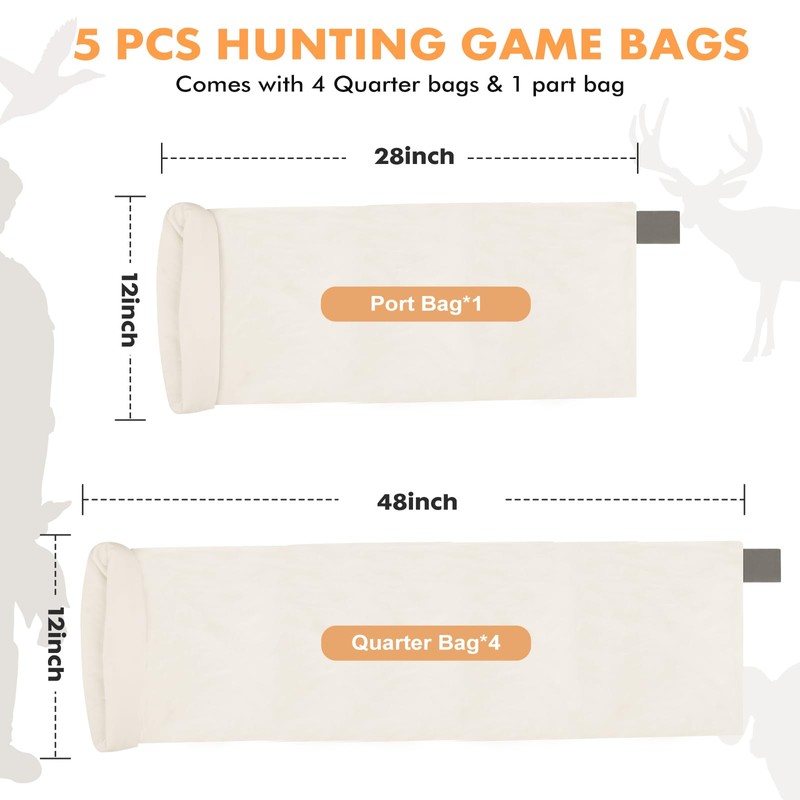 JXRYFFF Elk Game Bags Hunting Meat Bags 5 Pack |