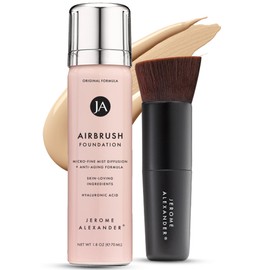 Jerome Alexander MagicMinerals AirBrush Foundation – 2 Piece Set with Airbrush Foundation and Kabuki Brush - Spray Makeup with Anti-aging Ingredients for Smooth Radiant Skin - Light Medium