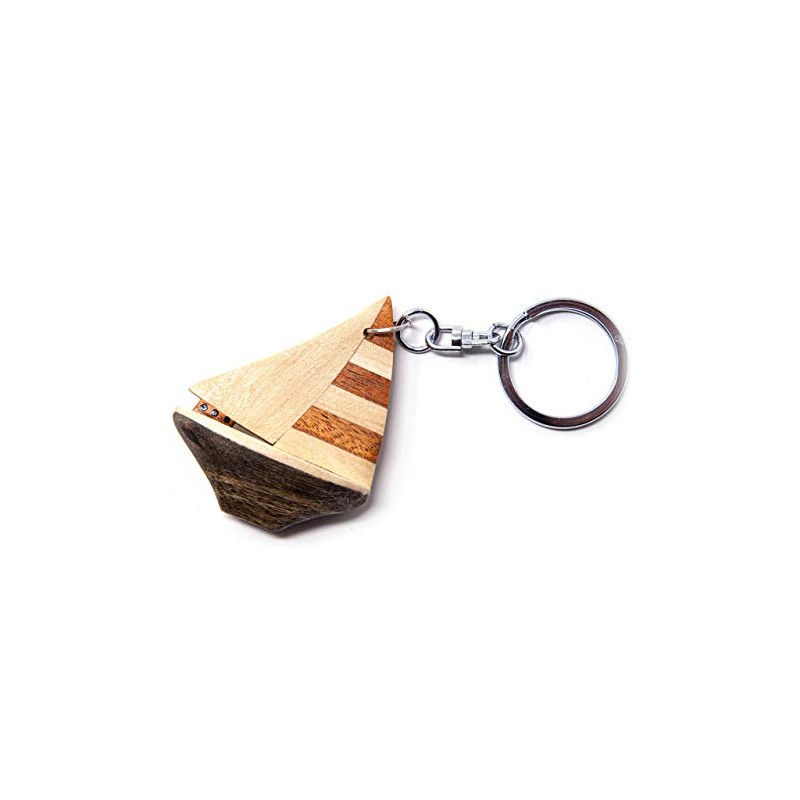 Cornelißen Sailing Boat Wooden Keyring - Brown, Nautical, Classic, Handmade,
