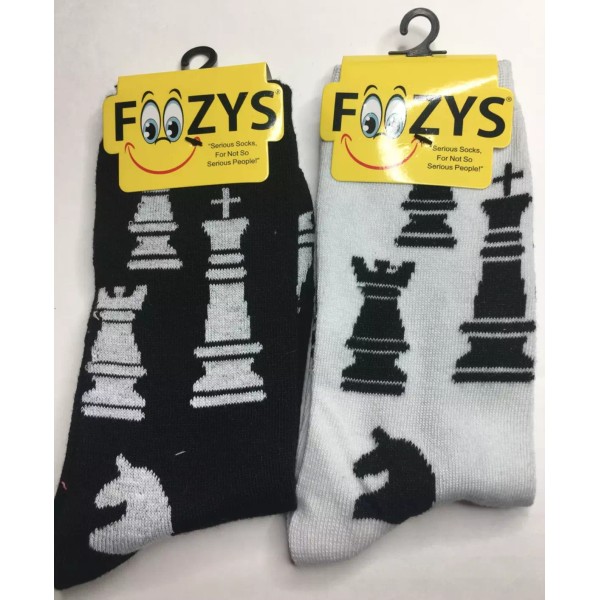 Foozys Chess Strategy Board Game Check Checkmate Fun Crew Socks
