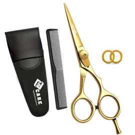YSCARE Hairdressing Barber Hair Scissor for Professional Hairdressers Barbers Stainless Steel Hair Cutting Shears - for Salon Barbers, Men, Women, Children and Adults (Gold (6.5"))