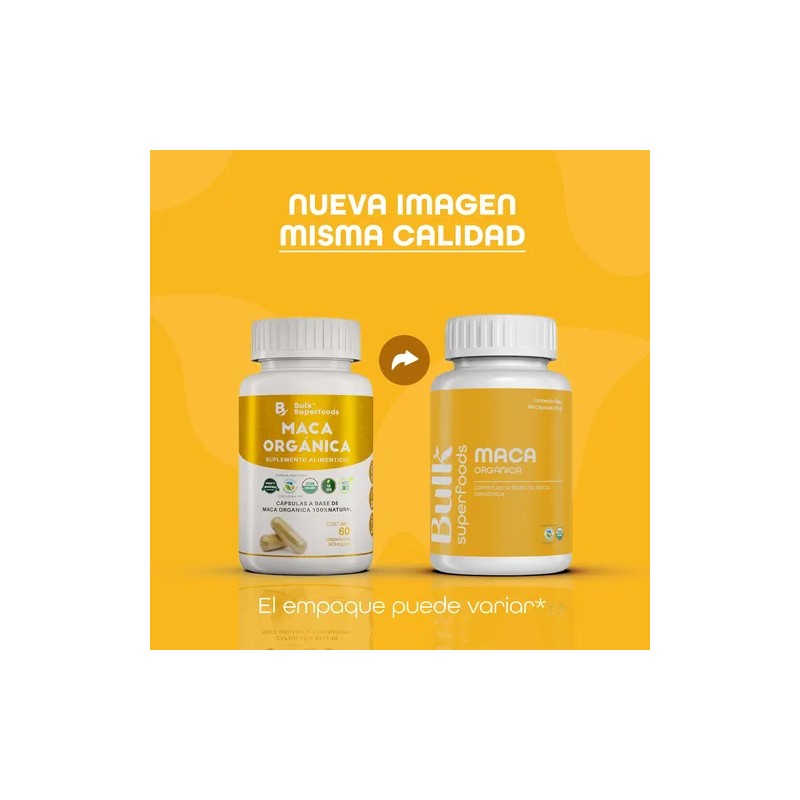Maca Orgánica 60 Cápsulas De 500 Mg | Bulk Superfoods