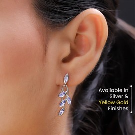 TJC Tanzanite Drop Dangle Earrings for Women with Push Back in Platinum Plated 925 Sterling Silver for Girlfriend Wife Mother Blue Coloured December Birthstone Metal Wt. 3.48 Grams