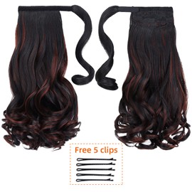 HSPCYGG Ponytail Extension Wavy Black Clip Ponytails 16" 4.2 Oz Wrap Around Synthetic Women Hair Extensions Del Pelo Look Real Girl Hair Piece Wig Fluffy Soft&Not Tangled