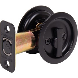 Stone Harbor Hardware Round Pocket Door Lock, Entry Function, 2-3/8" Backset, Matte Black