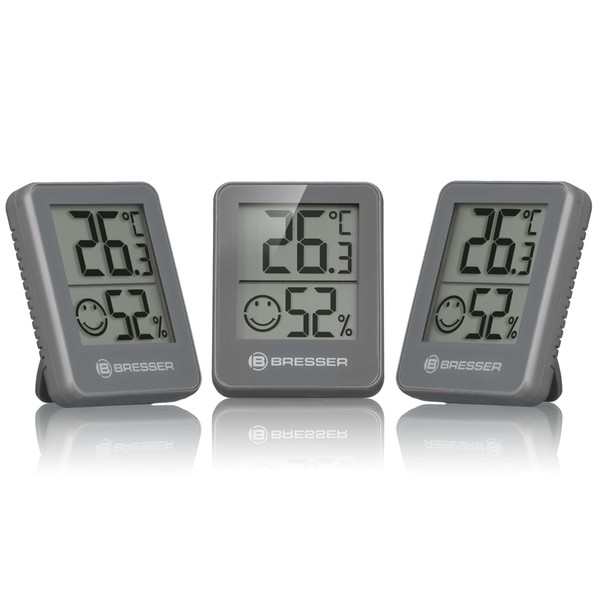 Bresser Temeo Thermometer Hygrometer, Hygro Indicator Set of 3 for