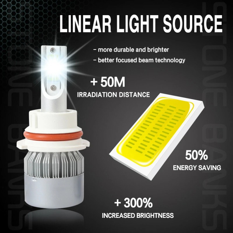 Stone Banks 2x 6000K 9004 LED Headlight for Dodge RAM